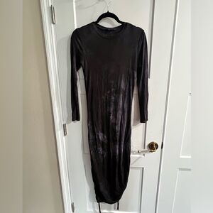 JLUXLABEL Charcoal Tie Dye Long Sleeve Dress